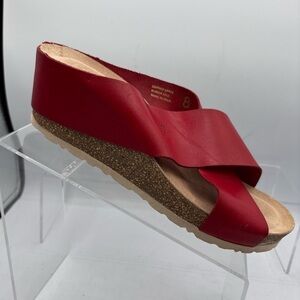 Yokono Red Strappy Leather wedge Sandals  Women's size 8  EU 38.5M